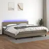 Image de Sommier À Lattes De Lit Et Matelas Et Led Taupe 200x200cm Tissu Vidaxl