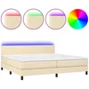 Image de Sommier À Lattes De Lit Et Matelas Et Led Crème 200x200cm Tissu Vidaxl