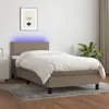 Image de Sommier À Lattes De Lit Avec Matelas Led Taupe 90x200 Cm Tissu Vidaxl