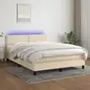 Image de Sommier À Lattes De Lit Avec Matelas Led Crème 140x190 Cm Tissu Vidaxl