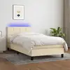 Image de Sommier À Lattes De Lit Avec Matelas Led Crème 80x200 Cm Tissu Vidaxl