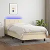 Image de Sommier À Lattes De Lit Avec Matelas Led Crème 90x200 Cm Tissu Vidaxl