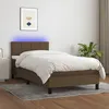 Image de Sommier À Lattes De Lit Matelas Et Led Marron Foncé 100x200cm Vidaxl