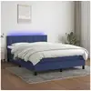Image de Clicnbuy - lits & cadres de lit - sommier tapissier avec matelas et led bleu 140x190 cm tissu