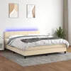 Image de Sommier À Lattes De Lit Avec Matelas Led Crème 160x200 Cm Tissu Vidaxl