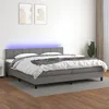 Image de Sommier À Lattes De Lit Et Matelas Et Led Gris Foncé 200x200 Cm Vidaxl