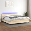 Image de Sommier À Lattes De Lit Et Matelas Et Led Crème 200x200cm Tissu Vidaxl