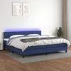 Image de Sommier À Lattes De Lit Et Matelas Et Led Bleu 200x200 Cm Tissu Vidaxl