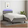 Image de Clicnbuy - lits & cadres de lit - sommier tapissier avec matelas et led gris foncé 90x200cm tissu