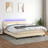 Image de Sommier À Lattes De Lit Avec Matelas Led Crème 180x200 Cm Tissu Vidaxl