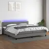 Image de Sommier À Lattes De Lit Et Matelas Et Led Gris Foncé 200x200 Cm Vidaxl