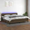 Image de Sommier À Lattes De Lit Matelas Et Led Marron Foncé 200x200 Cm Vidaxl