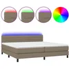 Image de Sommier À Lattes De Lit Et Matelas Et Led Taupe 200x200cm Tissu Vidaxl