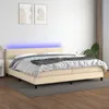 Image de Sommier À Lattes De Lit Et Matelas Et Led Crème 200x200cm Tissu Vidaxl