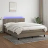 Image de Sommier À Lattes De Lit Avec Matelas Led Taupe 140x190 Cm Tissu Vidaxl