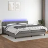 Image de Sommier À Lattes De Lit Et Matelas Et Led Gris Foncé 200x200 Cm Vidaxl