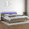 Image de Sommier À Lattes De Lit Et Matelas Et Led Taupe 200x200cm Tissu Vidaxl