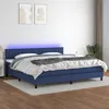 Image de Sommier À Lattes De Lit Et Matelas Et Led Bleu 200x200 Cm Tissu Vidaxl