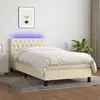 Image de Sommier À Lattes De Lit Avec Matelas Led Crème 90x190 Cm Tissu Vidaxl