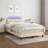 Image de Sommier À Lattes De Lit Avec Matelas Led Crème 120x200 Cm Tissu Vidaxl