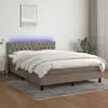 Image de Sommier À Lattes De Lit Avec Matelas Led Taupe 140x190 Cm Tissu Vidaxl