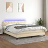 Image de Sommier À Lattes De Lit Avec Matelas Led Crème 180x200 Cm Tissu Vidaxl