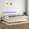 Image de Sommier À Lattes De Lit Et Matelas Et Led Crème 200x200cm Tissu Vidaxl