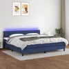 Image de Sommier À Lattes De Lit Et Matelas Et Led Bleu 200x200 Cm Tissu Vidaxl