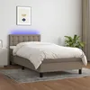 Image de Sommier À Lattes De Lit Avec Matelas Led Taupe 80x200 Cm Tissu Vidaxl