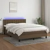 Image de Sommier À Lattes De Lit Matelas Et Led Marron Foncé 140x200 Cm Vidaxl