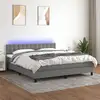 Image de Sommier À Lattes De Lit Matelas Led Gris Foncé 160x200 Cm Tissu Vidaxl