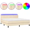 Image de Sommier À Lattes De Lit Avec Matelas Led Crème 180x200 Cm Tissu Vidaxl
