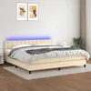 Image de Sommier À Lattes De Lit Et Matelas Et Led Crème 200x200cm Tissu Vidaxl