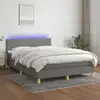 Image de Sommier À Lattes De Lit Et Matelas Et Led Gris Foncé 140x200 Cm Vidaxl