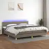 Image de Sommier À Lattes De Lit Et Matelas Et Led Taupe 200x200cm Tissu Vidaxl