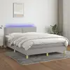 Image de Sommier À Lattes De Lit Et Matelas Et Led Gris Clair 140x190 Cm Vidaxl