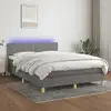 Image de Sommier À Lattes De Lit Et Matelas Et Led Gris Foncé 140x190 Cm Vidaxl