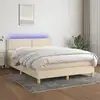 Image de Sommier À Lattes De Lit Avec Matelas Led Crème 140x200 Cm Tissu Vidaxl