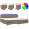 Image de Sommier À Lattes De Lit Et Matelas Et Led Taupe 200x200cm Tissu Vidaxl