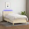Image de Sommier    Lattes De Lit Avec Matelas Led Cr ¨me 80x200 Cm Tissu Vidaxl