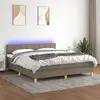 Image de Sommier À Lattes De Lit Avec Matelas Led Taupe 160x200 Cm Tissu Vidaxl