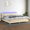 Image de Sommier À Lattes De Lit Et Matelas Et Led Crème 200x200cm Tissu Vidaxl