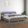 Image de Sommier À Lattes De Lit Et Matelas Et Led Taupe 200x200cm Tissu Vidaxl