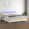 Image de Sommier À Lattes De Lit Et Matelas Et Led Crème 200x200cm Tissu Vidaxl