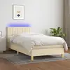 Image de Sommier À Lattes De Lit Avec Matelas Led Crème 80x200 Cm Tissu Vidaxl