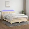 Image de Sommier À Lattes De Lit Avec Matelas Led Crème 140x200 Cm Tissu Vidaxl