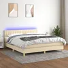 Image de Sommier À Lattes De Lit Avec Matelas Led Crème 180x200 Cm Tissu Vidaxl