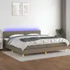 Image de Sommier À Lattes De Lit Et Matelas Et Led Taupe 200x200cm Tissu Vidaxl
