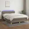 Image de Sommier À Lattes De Lit Avec Matelas Led Taupe 140x200 Cm Tissu Vidaxl