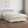 Image de Sommier À Lattes De Lit Avec Matelas Led Crème 140x200 Cm Tissu Vidaxl